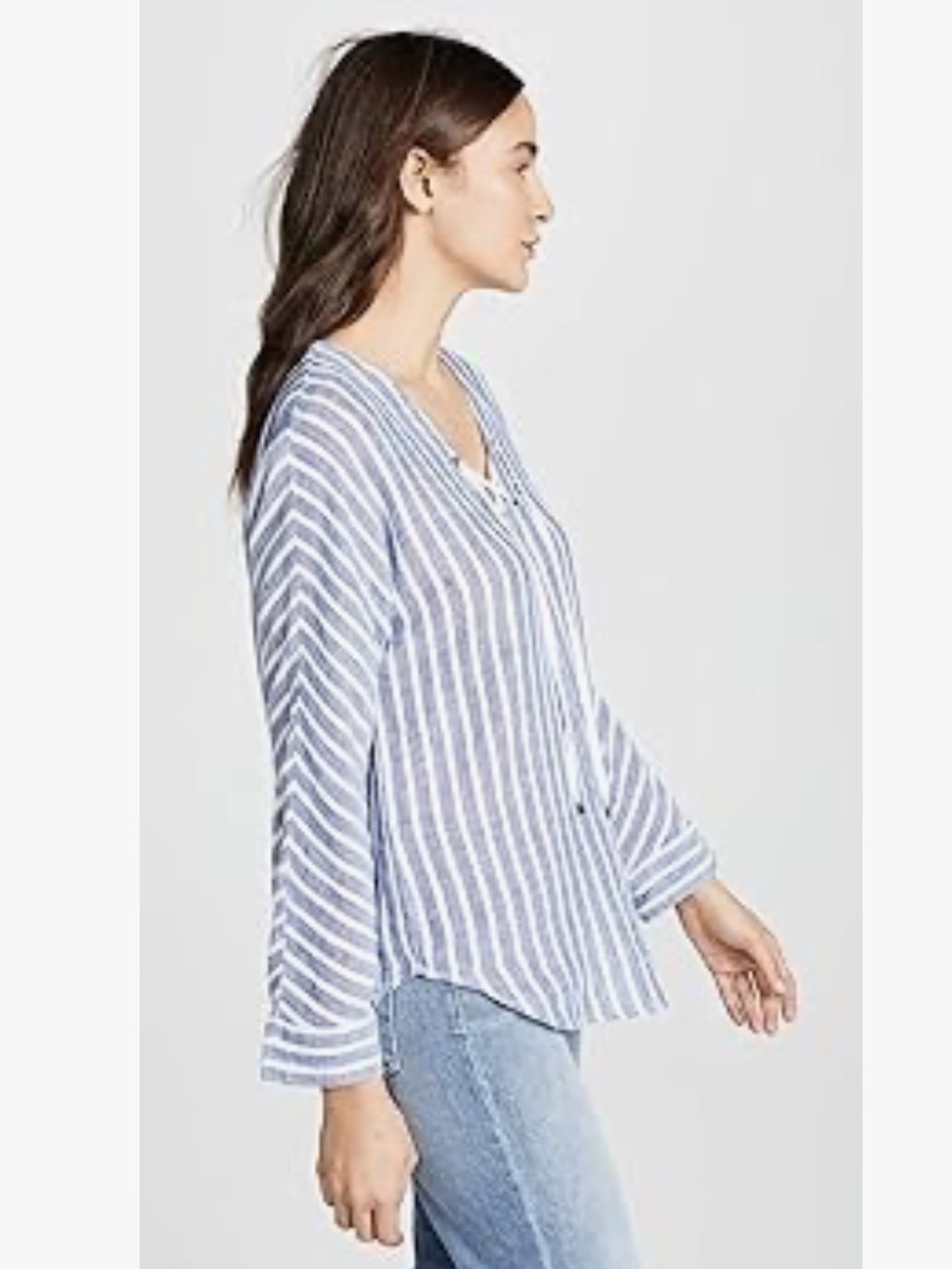 Rails Striped Lace-Up Tunic in Blue and White x small - Picture 4 of 6